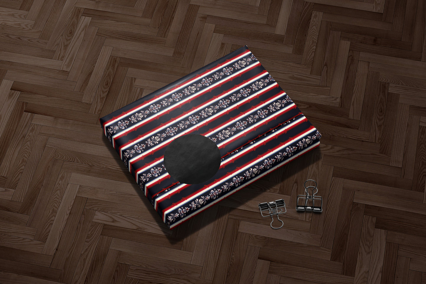 Red Navy Decorative Stripe Wrapping Paper