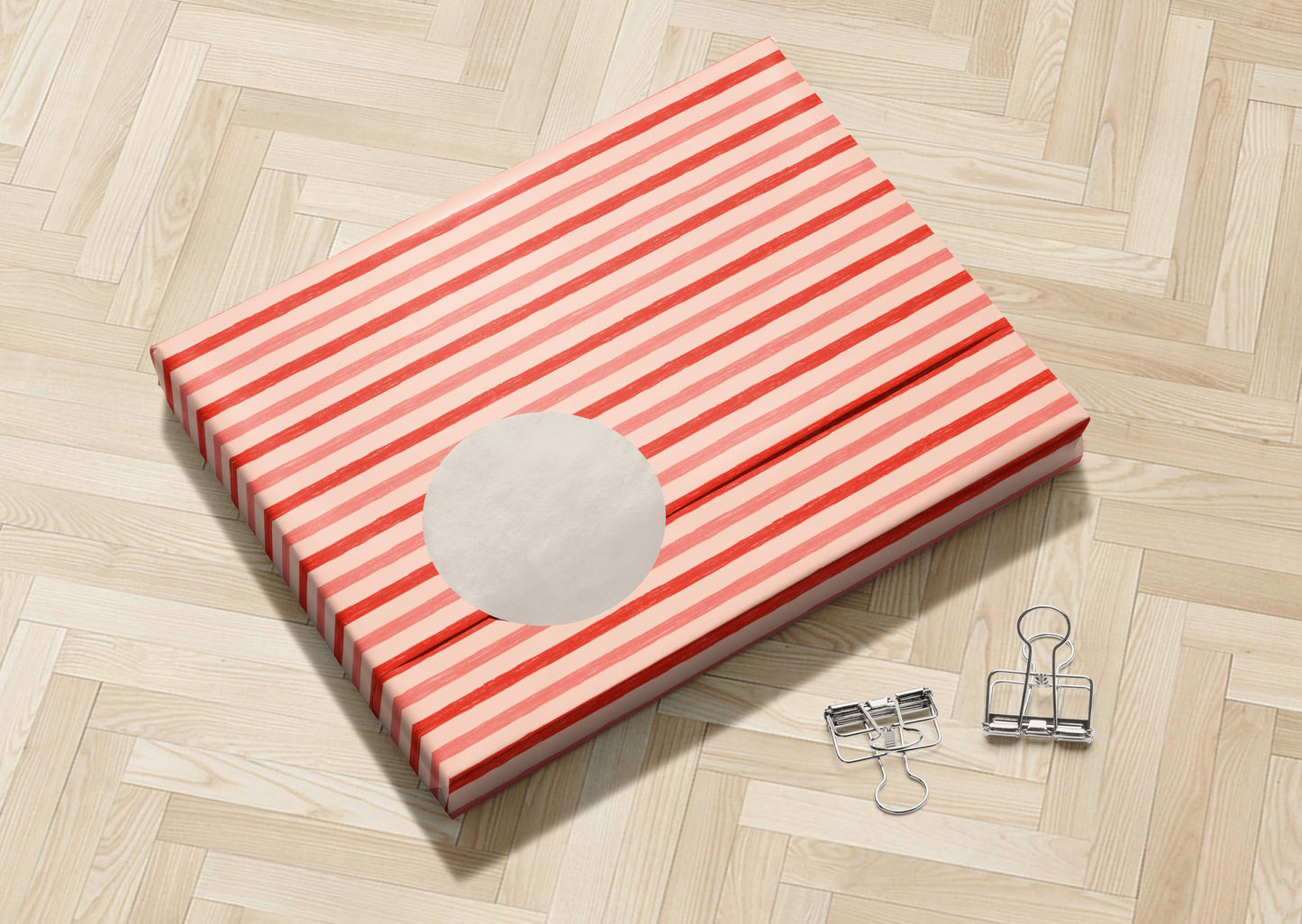Red and Pink Striped Gift Wrap