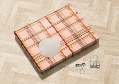 Peach Plaid Wrapping Paper