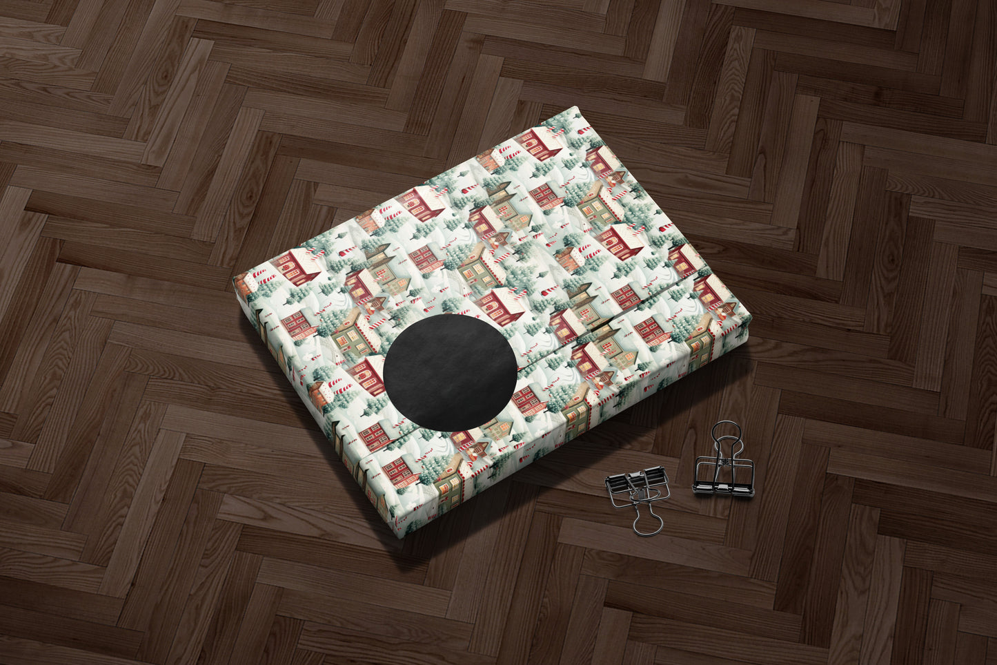 Snowy Winter Town Wrapping Paper