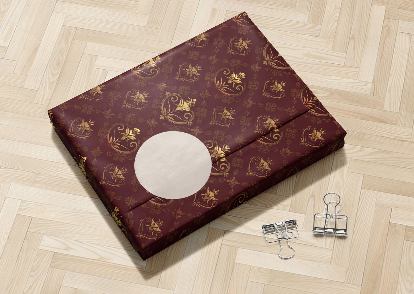 Burgundy Regal Baroque Wrapping Paper