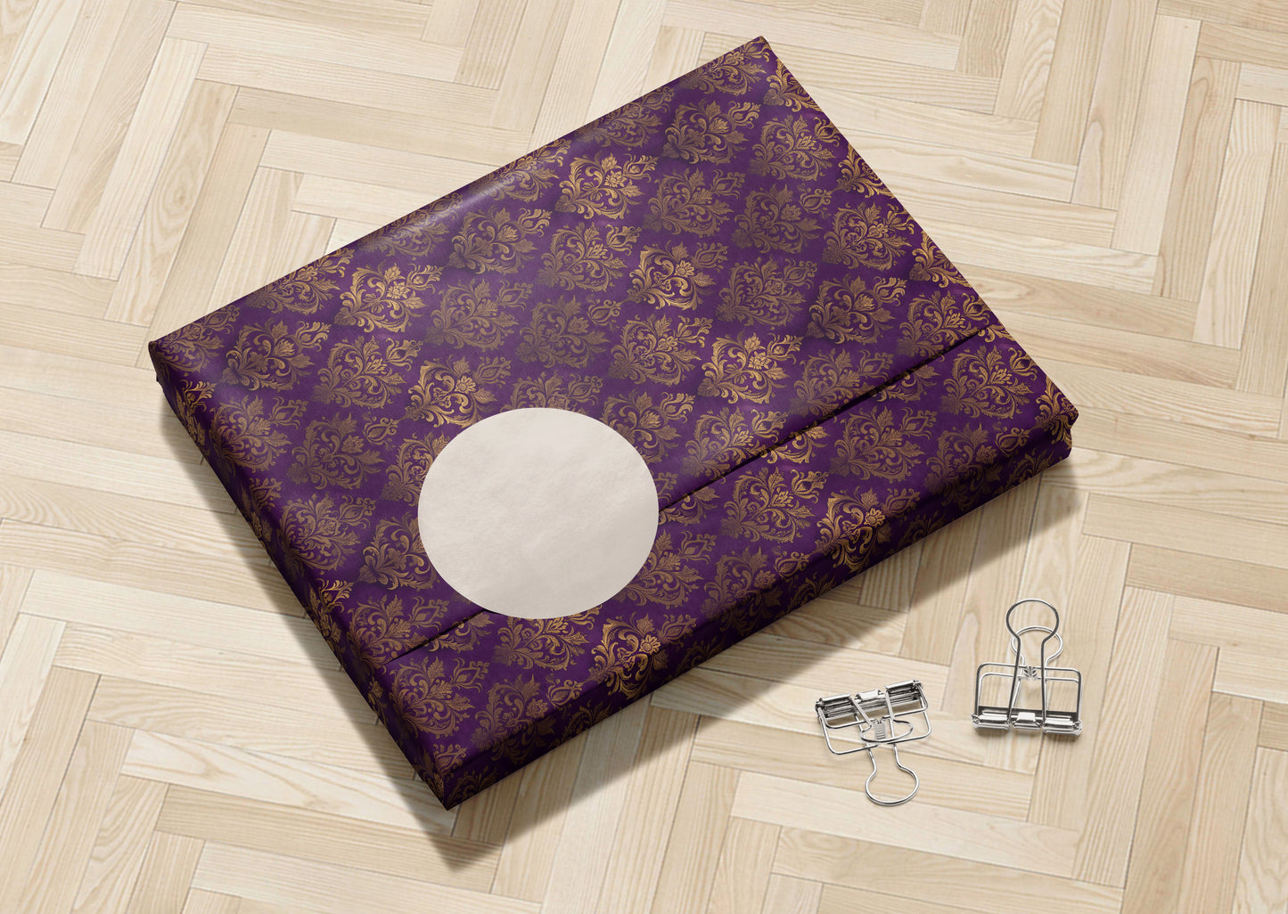Purple Baroque Damask Wrapping Paper
