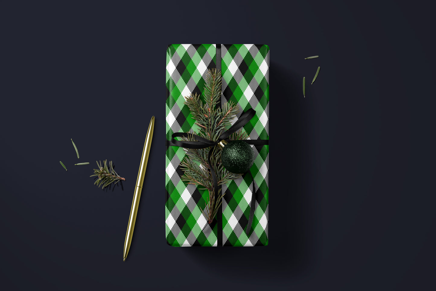 Green Buffalo Plaid Christmas Wrapping Paper