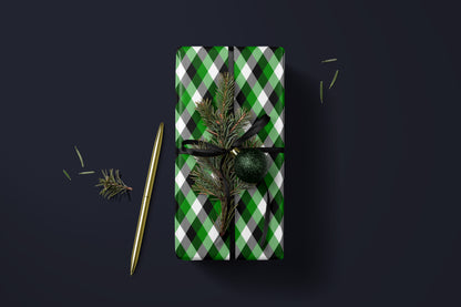 Green Buffalo Plaid Christmas Wrapping Paper