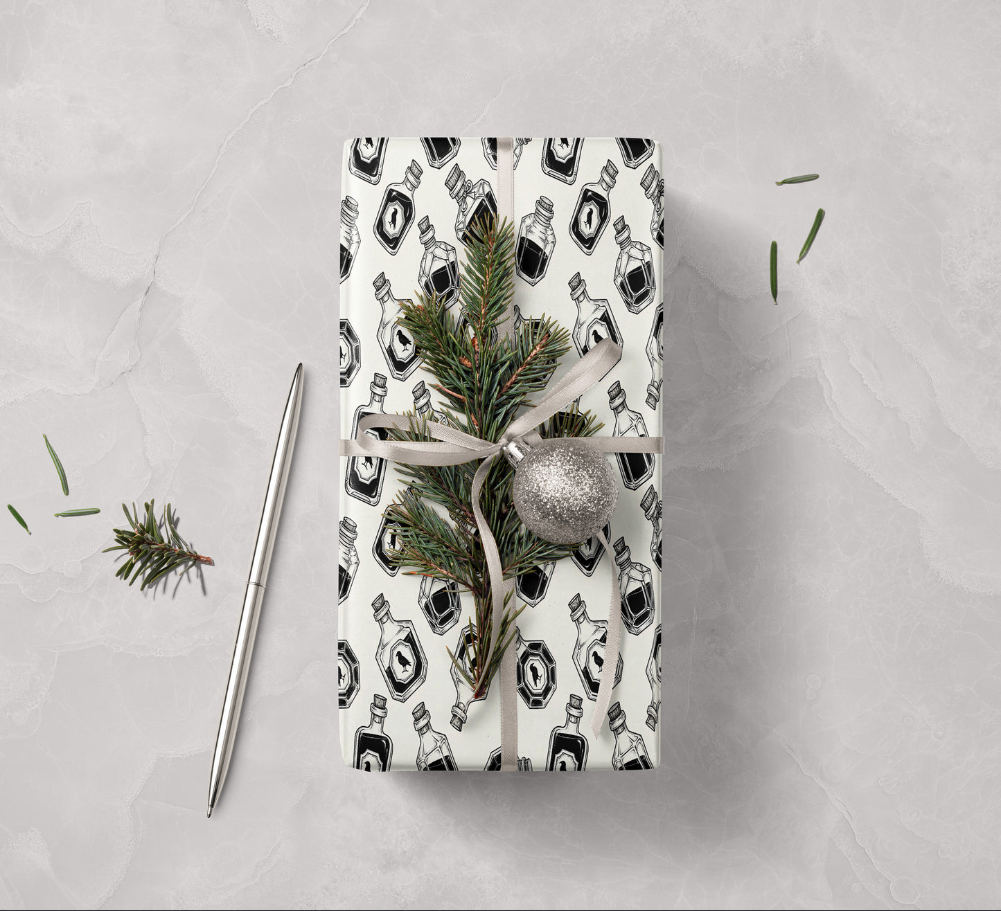 Raven Bottle Pattern Wrapping Paper