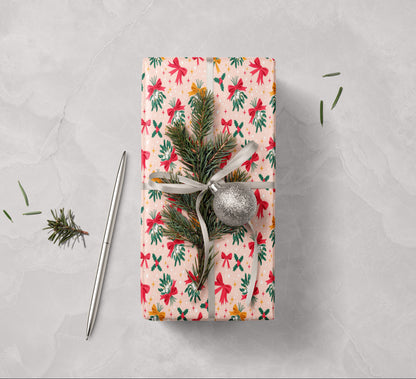 Mistletoe and Bows Wrapping Paper