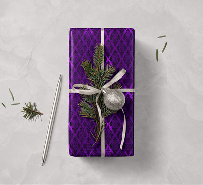 Purple Damask Wrapping Paper
