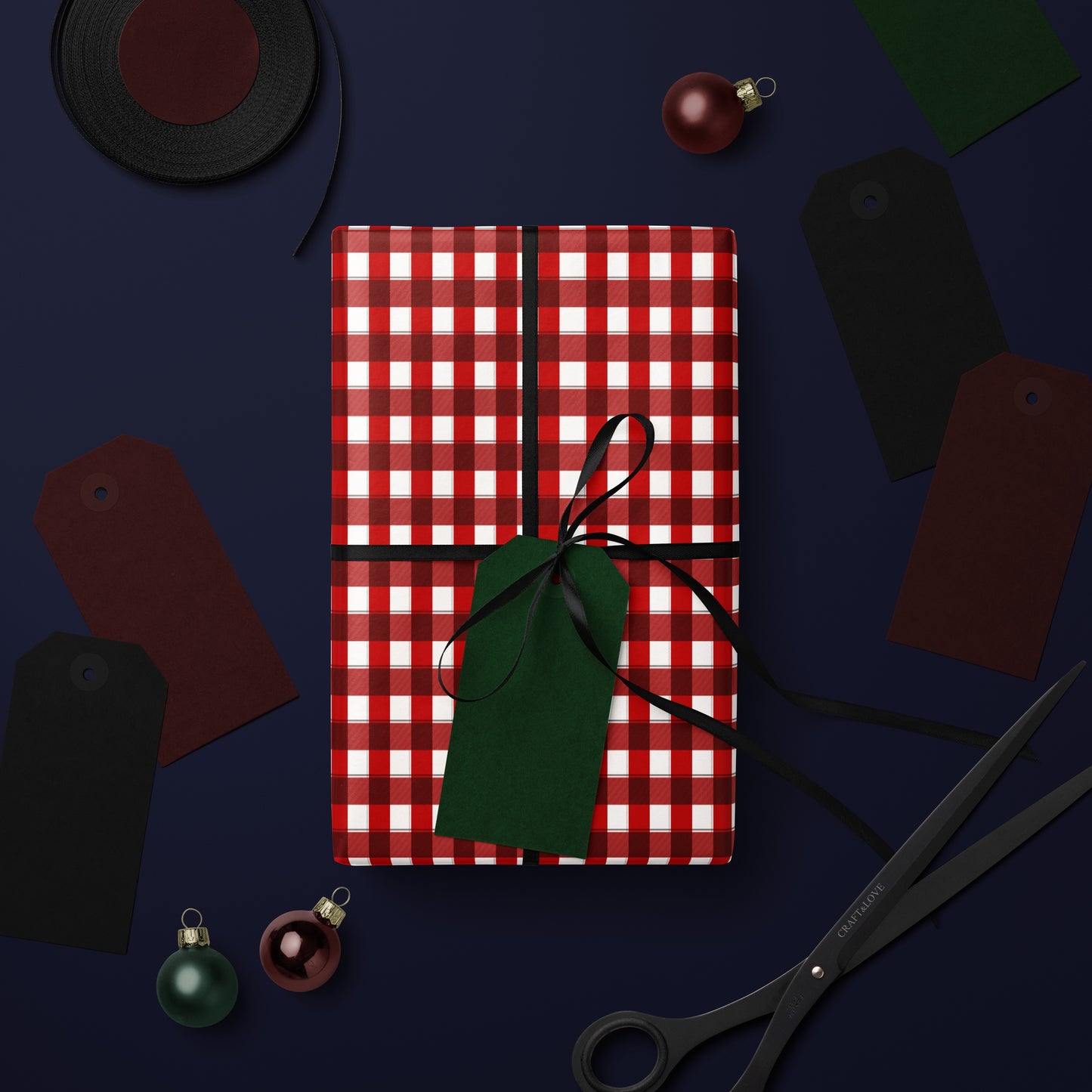 Classic Red Plaid Gift Wrap Roll