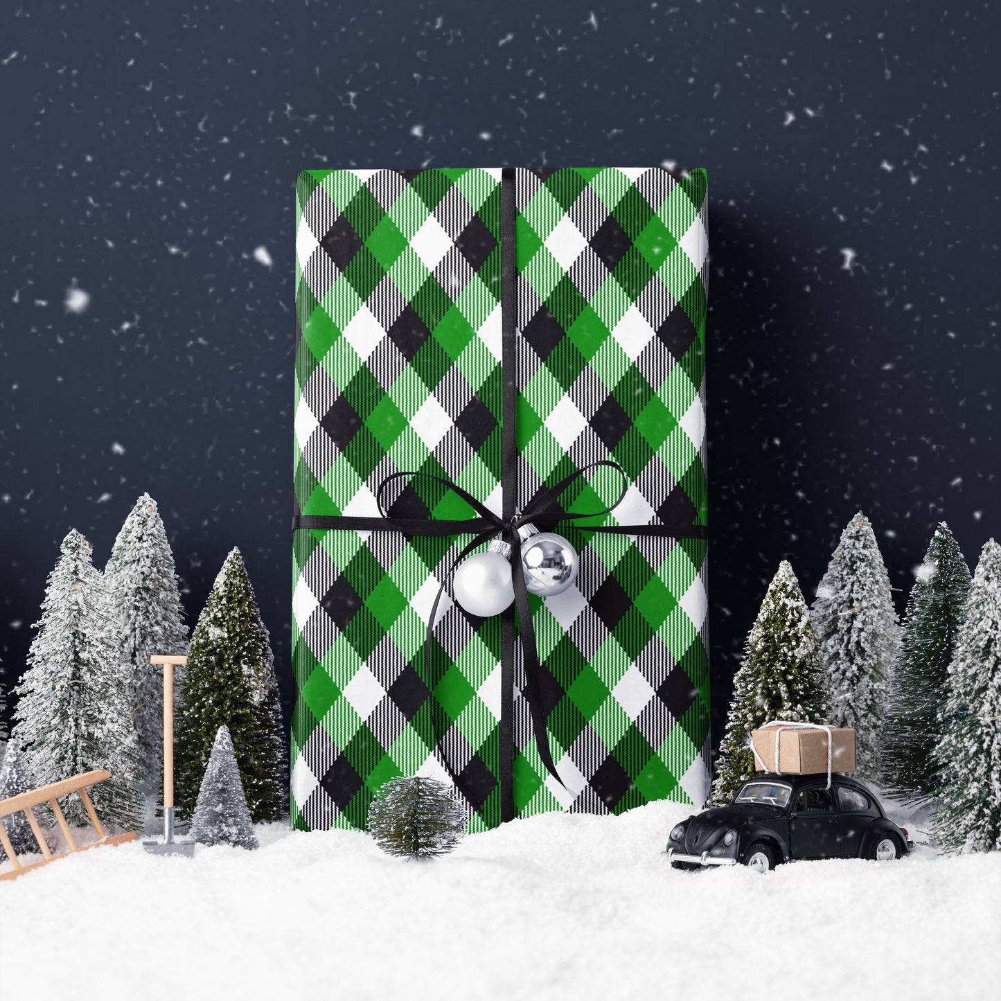 Green Buffalo Plaid Christmas Wrapping Paper