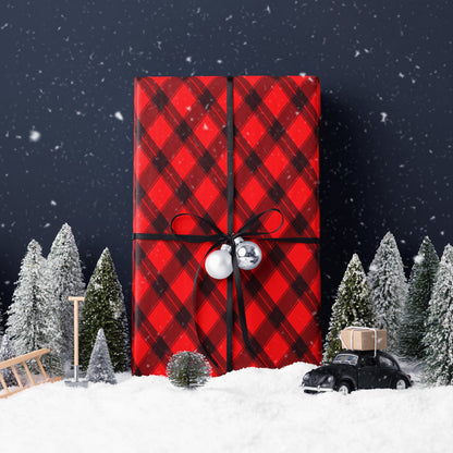 Red Plaid Wrapping Paper Roll