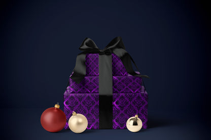 Purple Damask Wrapping Paper