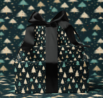 Elegant Black and Gold Christmas Tree Gift Wrap
