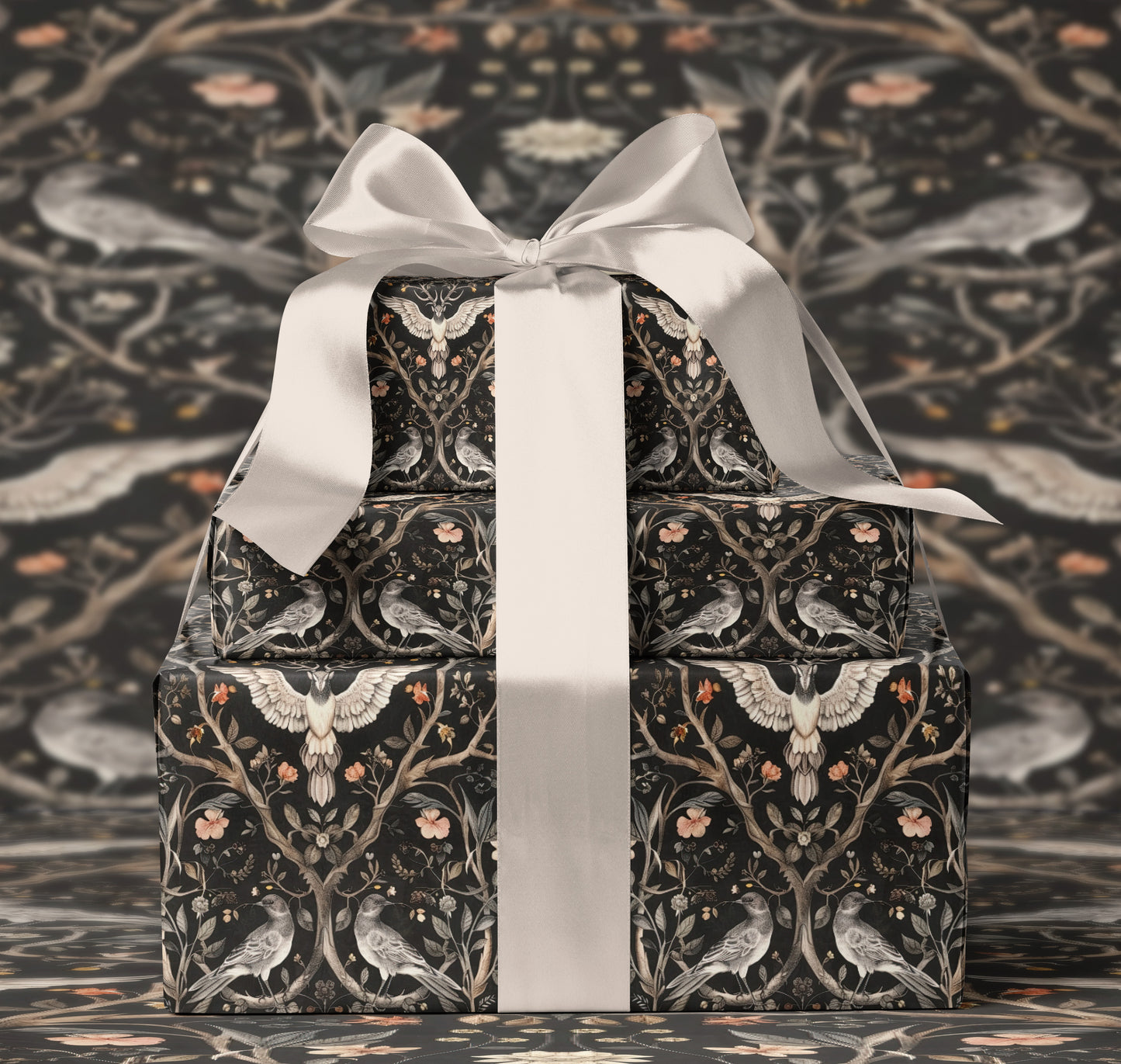 Dark Forest Birds Wrapping Paper