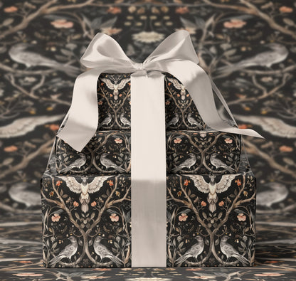 Dark Forest Birds Wrapping Paper