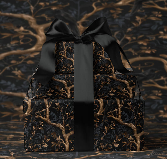 Dark Botanical Forest Wrapping Paper