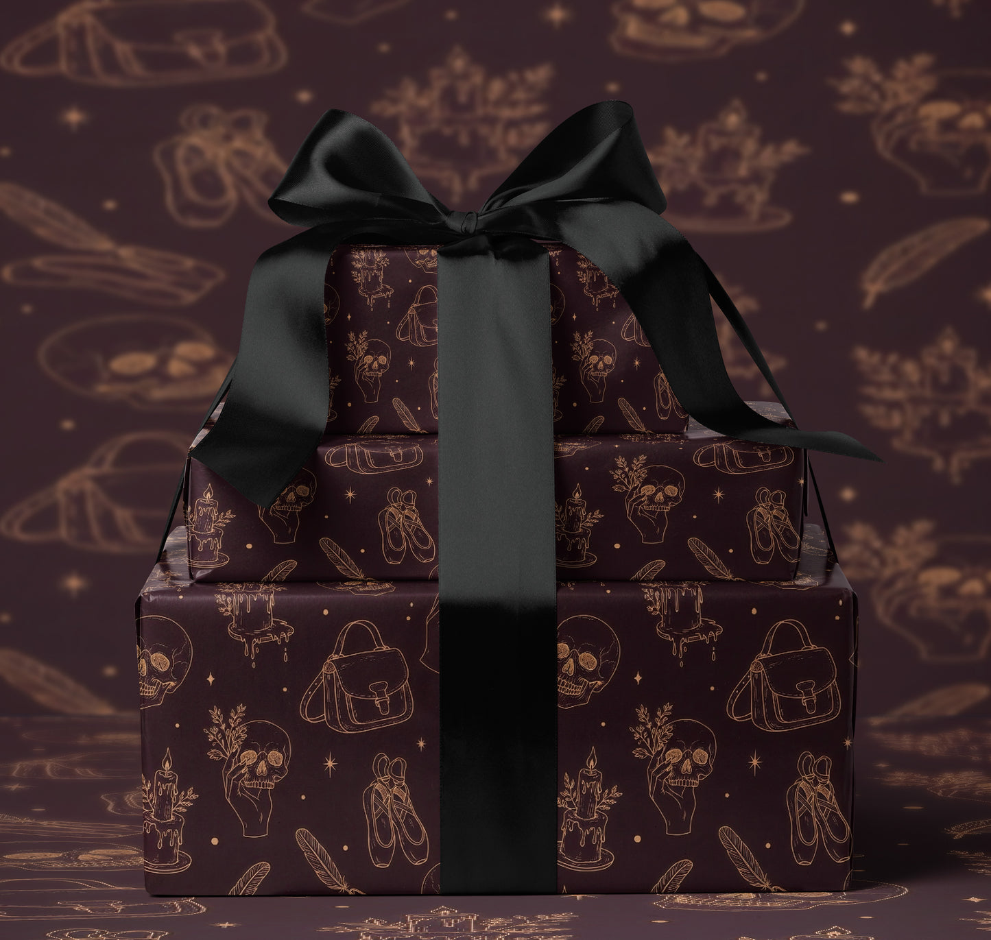Dark Witch Aesthetic Burgundy Wrapping Paper