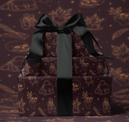 Dark Witch Aesthetic Burgundy Wrapping Paper