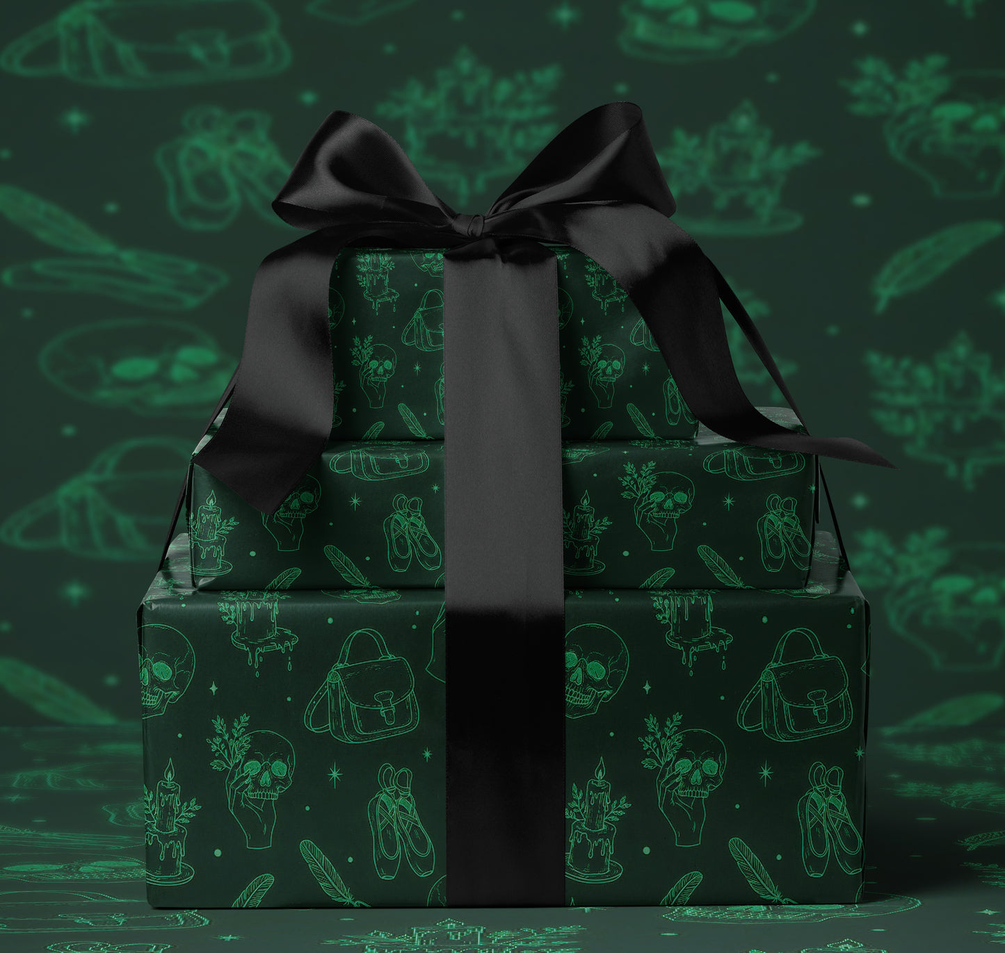 Green Sorcery Line Art Wrapping Paper