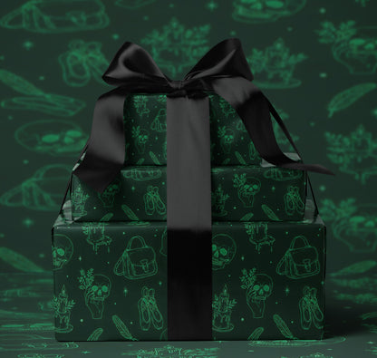 Green Sorcery Line Art Wrapping Paper