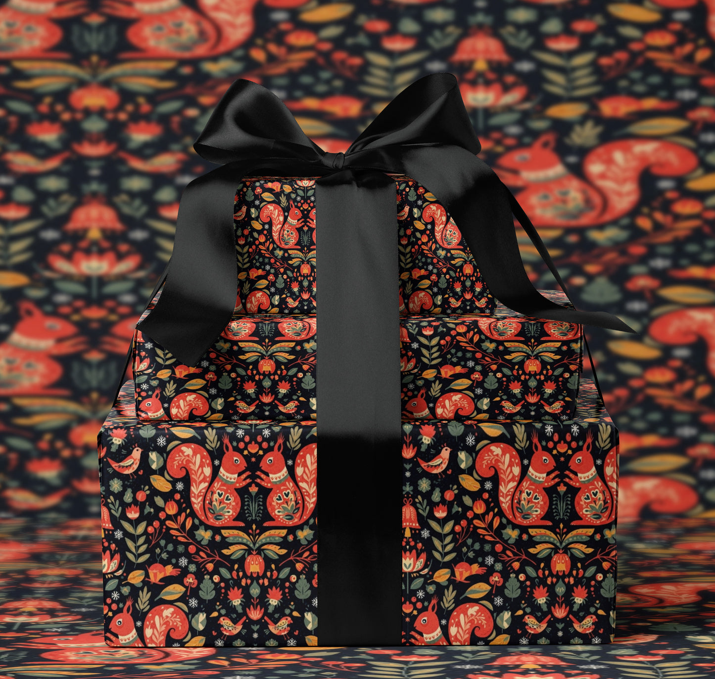 Scandinavian Folk Art Wrapping Paper