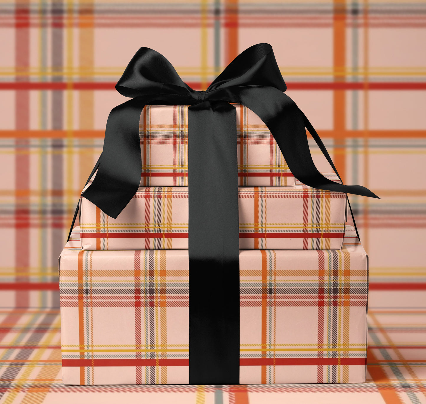 Peach Plaid Wrapping Paper