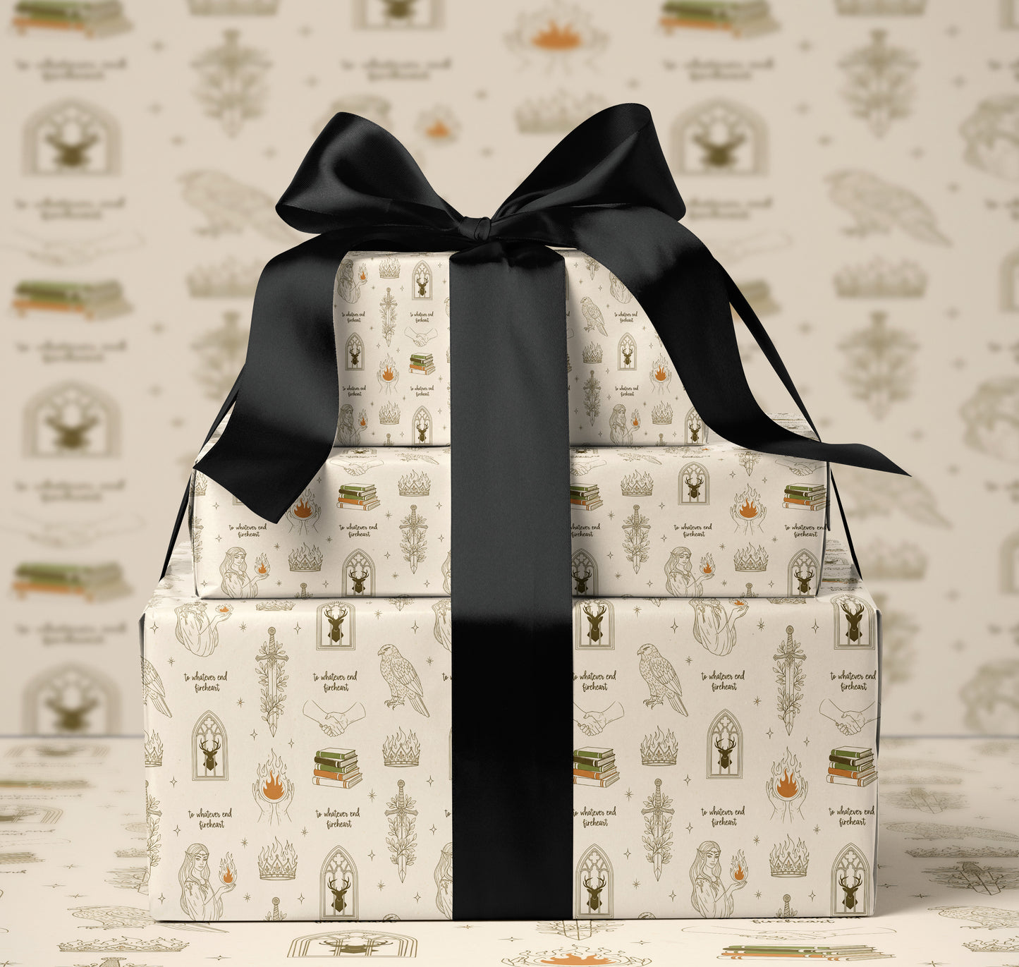 Fireheart Cream Wrapping Paper - MagicMerchEmporium