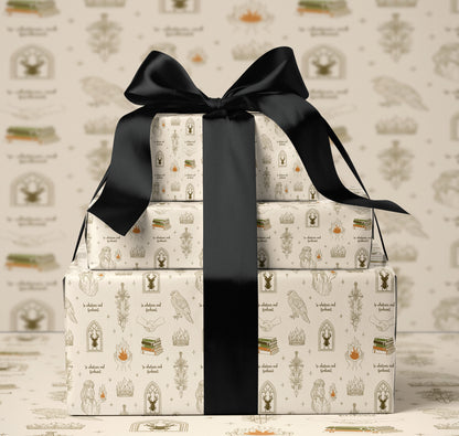 Fireheart Cream Wrapping Paper - MagicMerchEmporium
