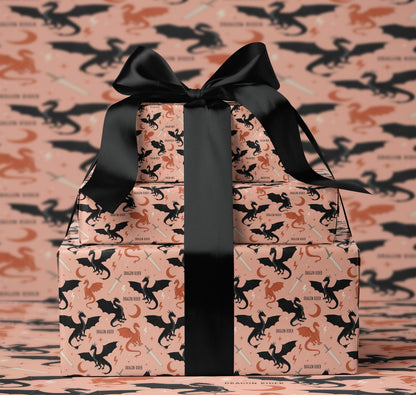 Peach Dragon Rider Wrapping Paper Roll - MagicMerchEmporium