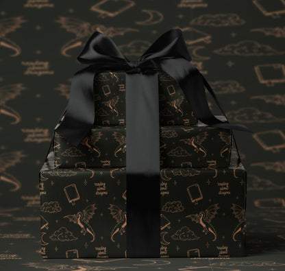 Reading About Dragons Wrapping Paper - MagicMerchEmporium