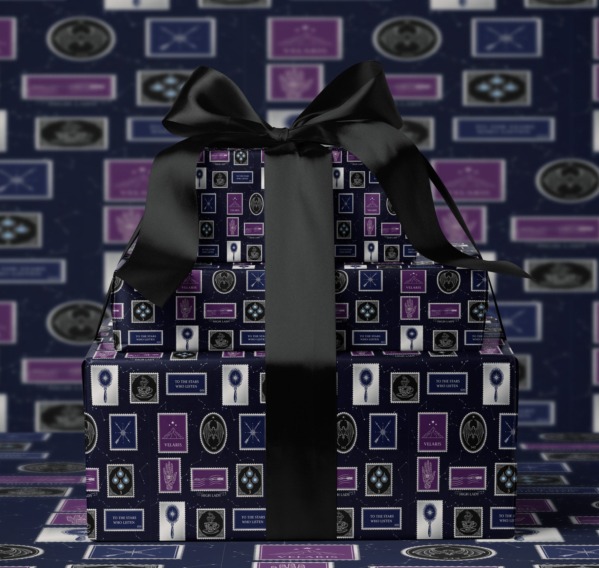Velaris purple and navy Wrapping Paper - MagicMerchEmporium