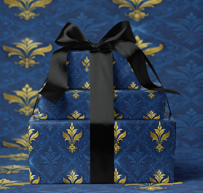 Golden Fleur De Lis Pattern Wrapping Paper