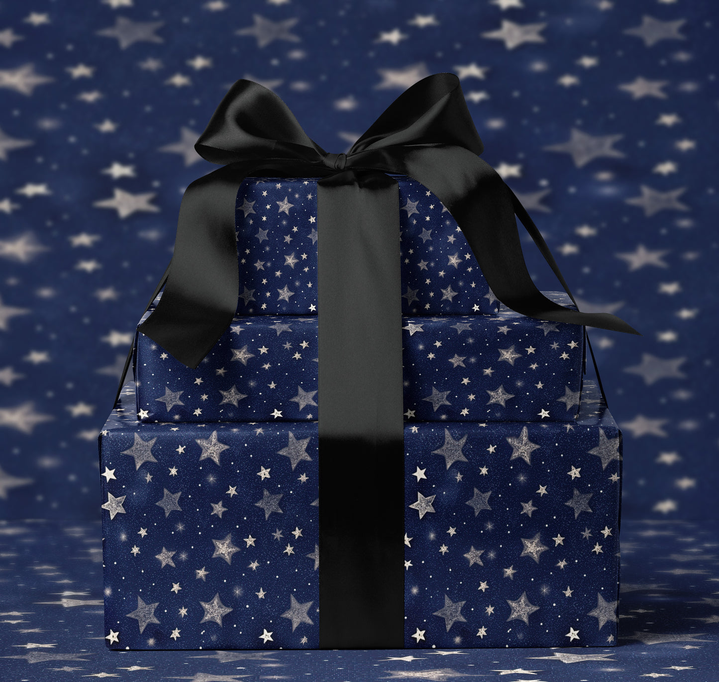 Navy White Stars Wrapping Paper