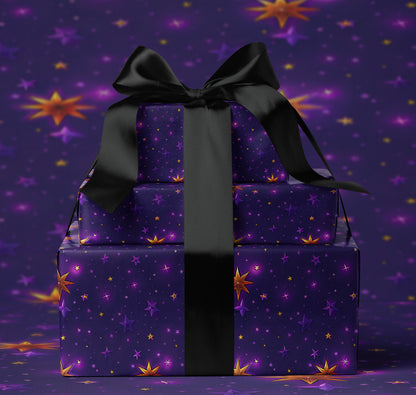 Purple Galaxy Stars Wrapping Paper