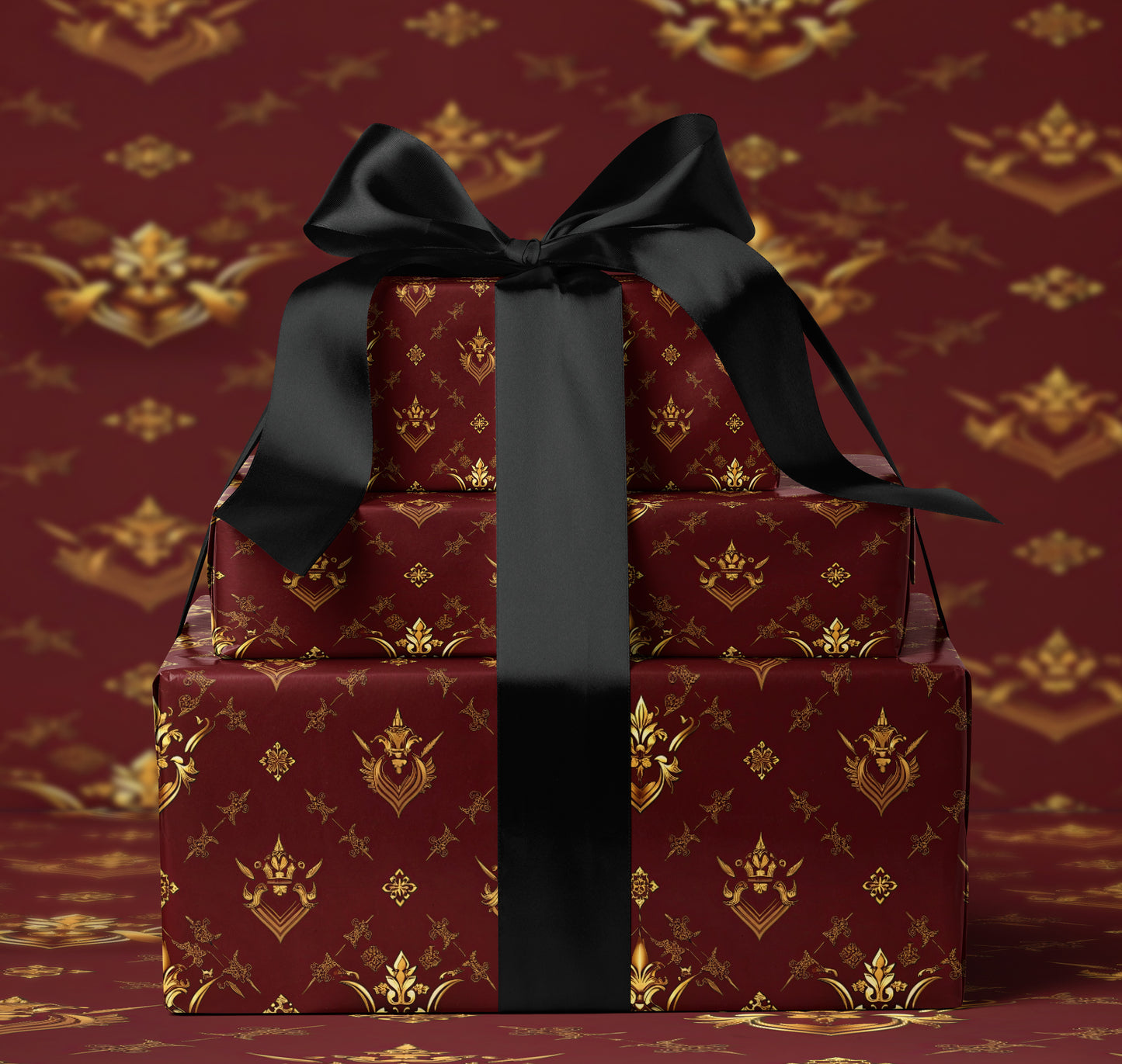 Gilded Ornate Damask Wrapping Paper