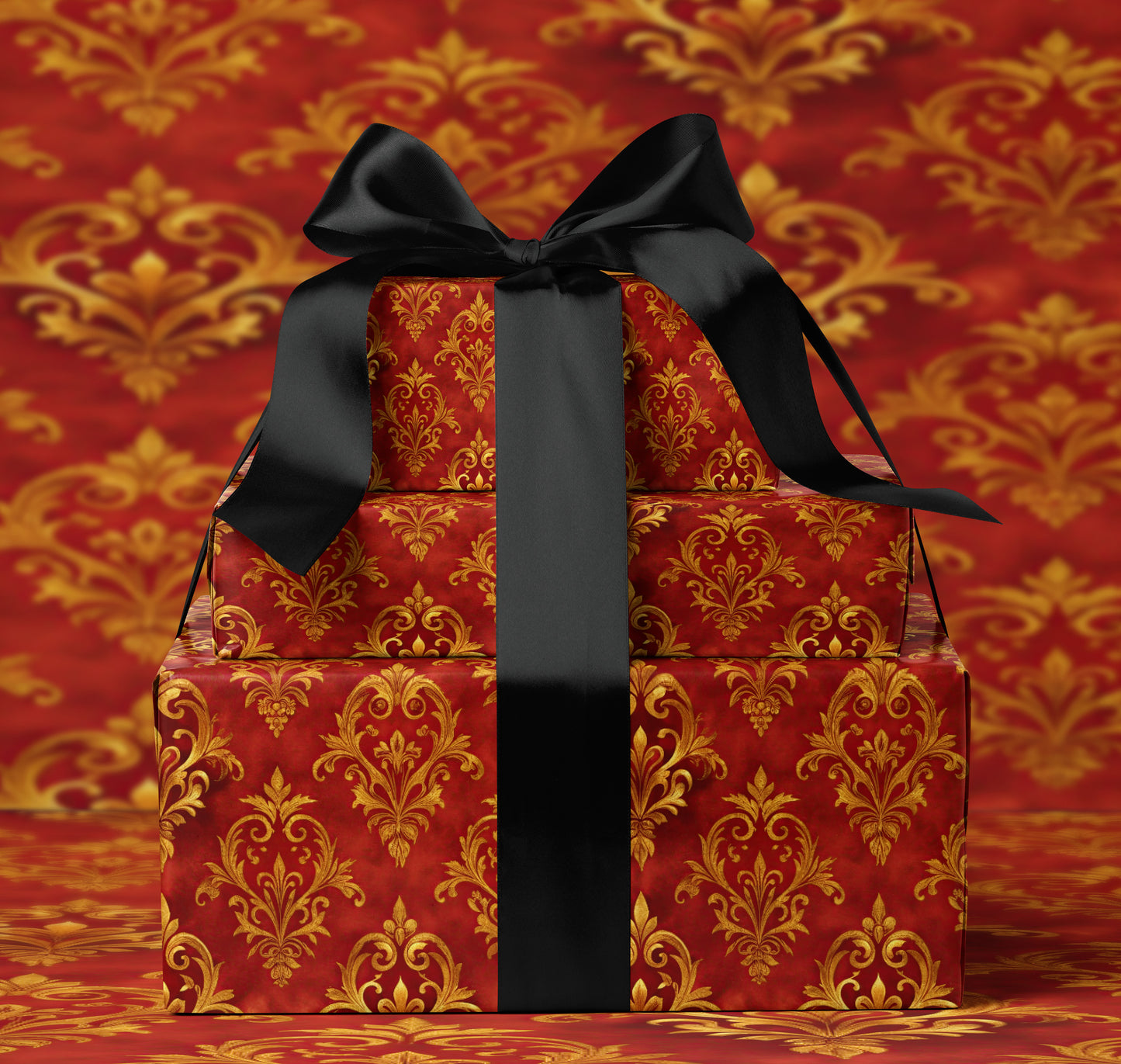Red and Gold Baroque Wrapping Paper