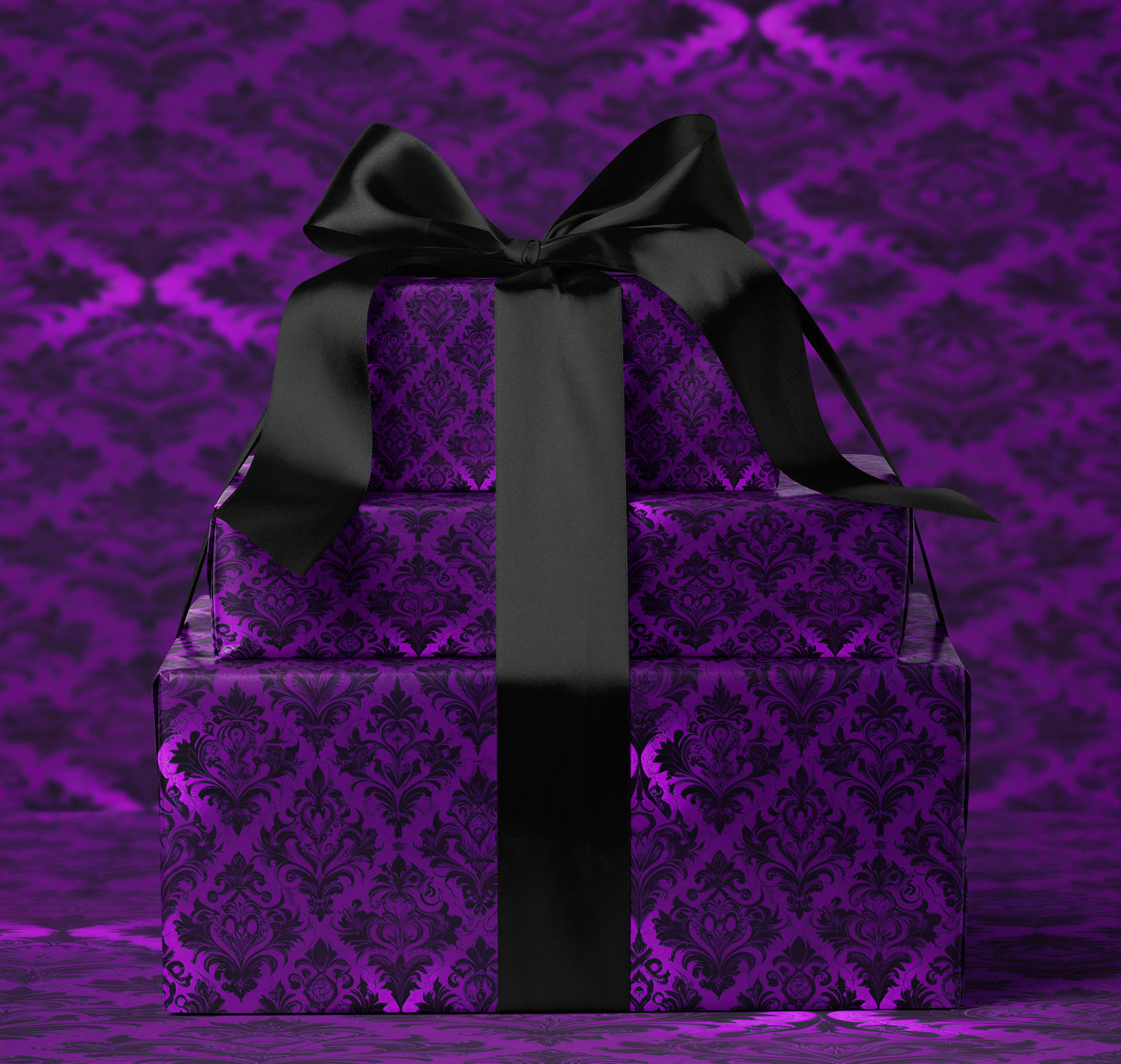 Purple Damask Wrapping Paper