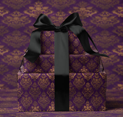 Purple Baroque Damask Wrapping Paper