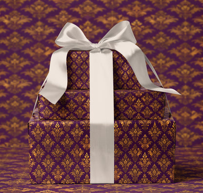 Luxury Purple Baroque Damask Wrapping Paper