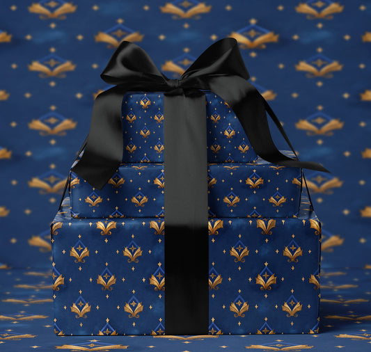Royal Blue Fleur-de-Lis Wrapping Paper