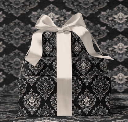 Elegant Silver Damask Wrapping Paper
