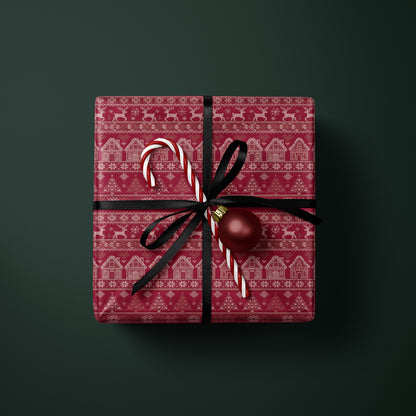 Red Christmas Sweater Wrapping Paper