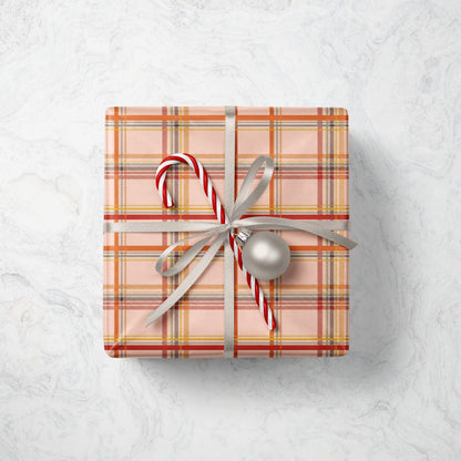 Peach Plaid Wrapping Paper