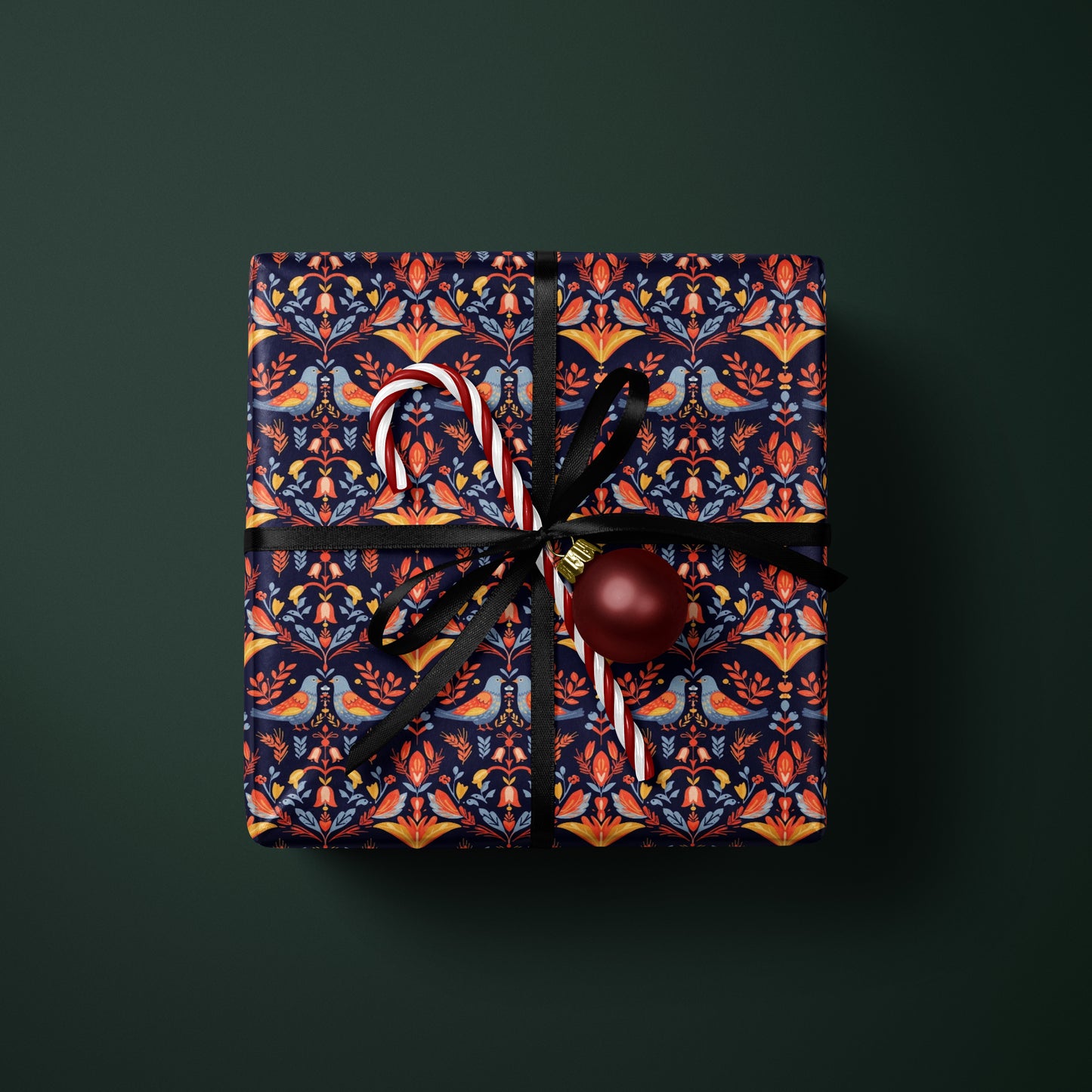 Nordic Folk Art Wrapping Paper