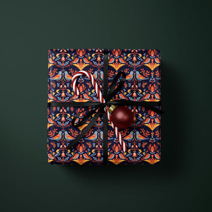 Nordic Folk Art Wrapping Paper