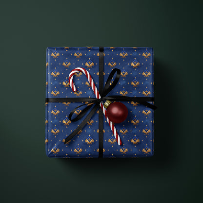 Royal Blue Fleur-de-Lis Wrapping Paper