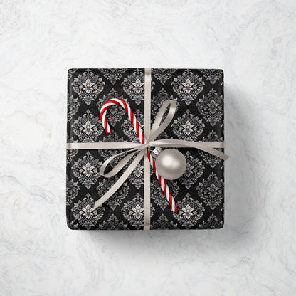 Elegant Silver Damask Wrapping Paper