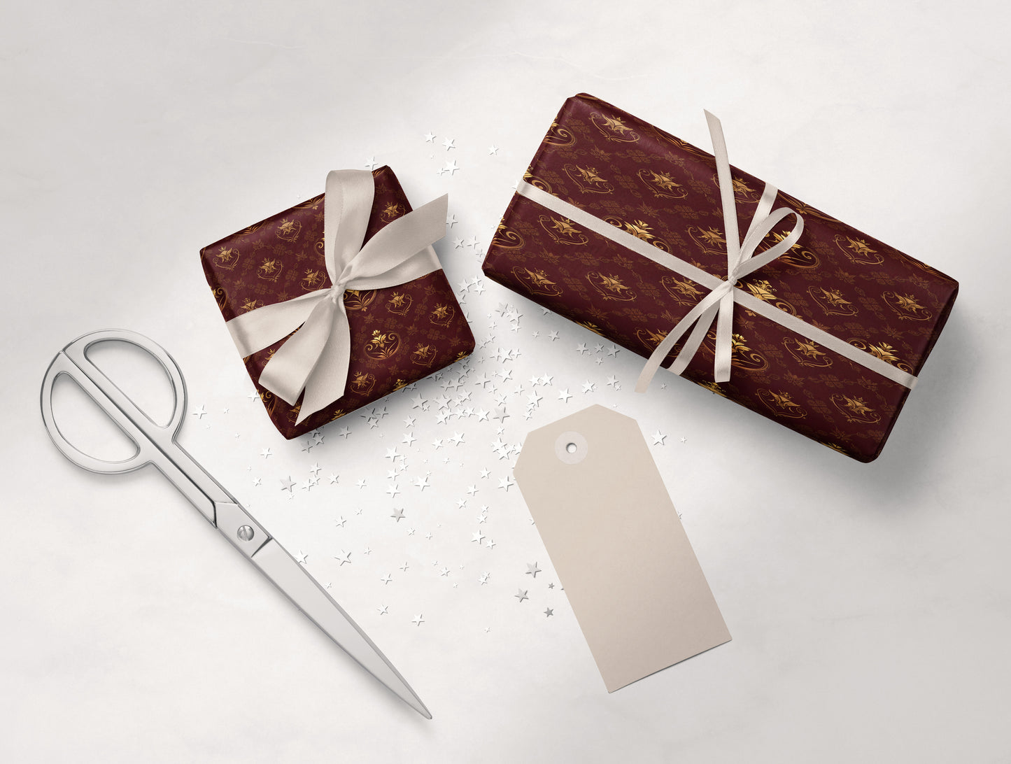 Burgundy Regal Baroque Wrapping Paper