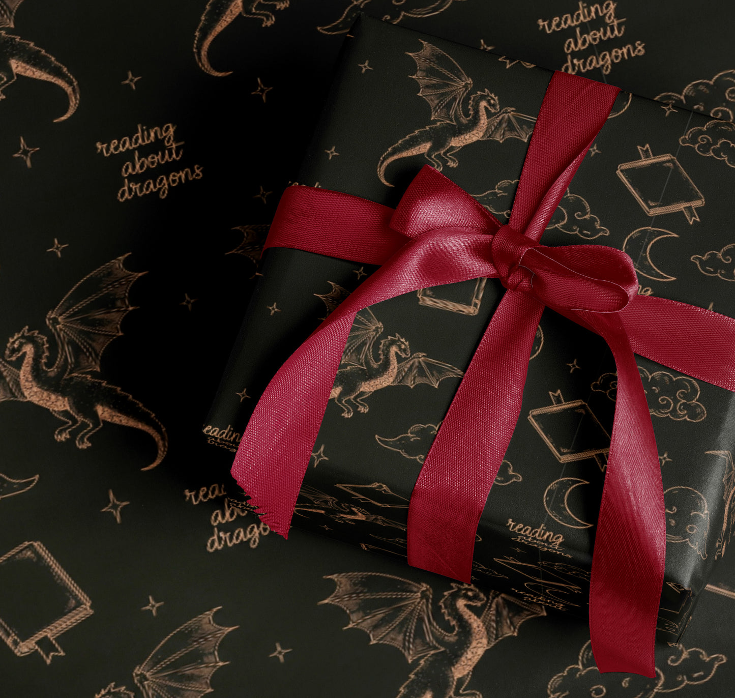 Reading About Dragons Wrapping Paper - MagicMerchEmporium