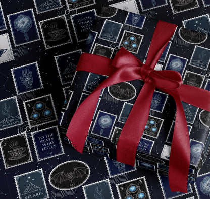 To the Stars Who Listen Stamps Wrapping Paper - MagicMerchEmporium