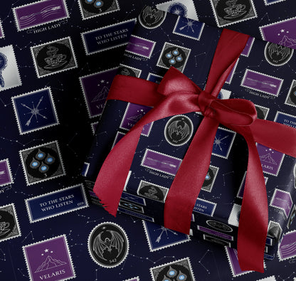 Velaris purple and navy Wrapping Paper - MagicMerchEmporium